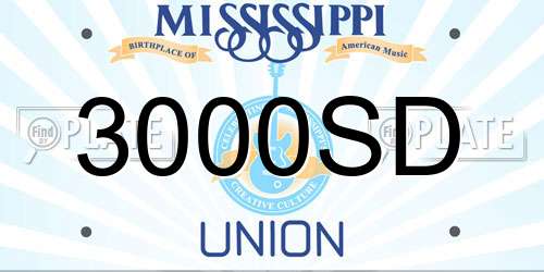 3000SD Mississippi License Plate