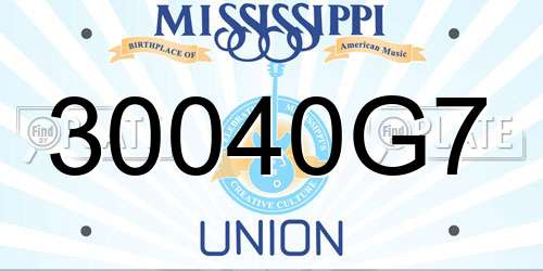 30040G7 Mississippi License Plate