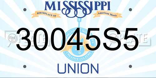 30045S5 Mississippi License Plate