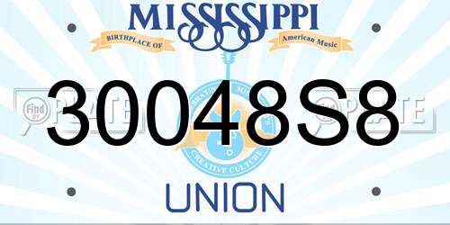 30048S8 Mississippi License Plate