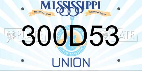 300D53 Mississippi License Plate