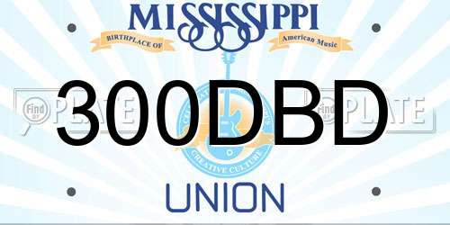300DBD Mississippi License Plate
