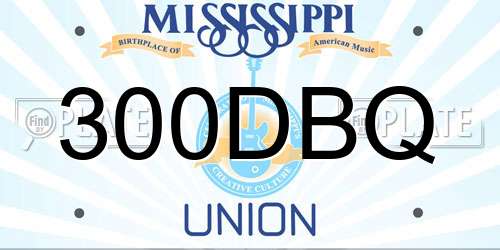 300DBQ Mississippi License Plate