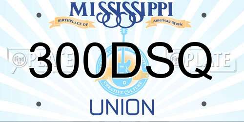 300DSQ Mississippi License Plate