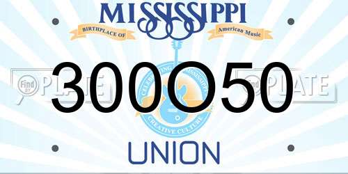 300O50 Mississippi License Plate