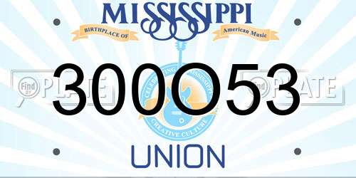 300O53 Mississippi License Plate