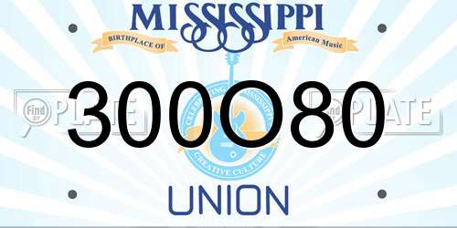 300O80 Mississippi License Plate