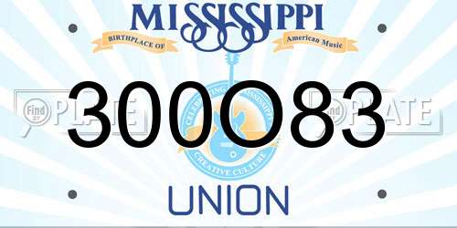 300O83 Mississippi License Plate