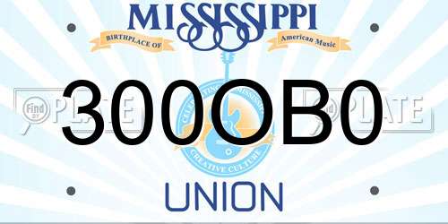 300OB0 Mississippi License Plate
