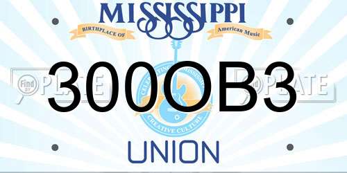 300OB3 Mississippi License Plate