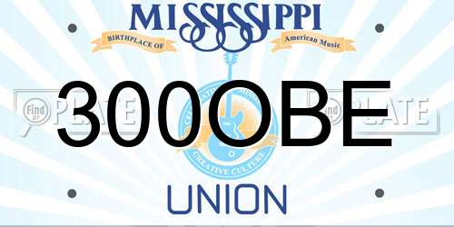 300OBE Mississippi License Plate