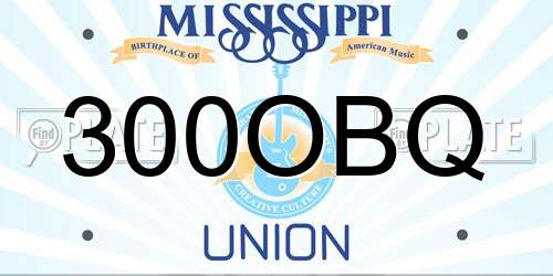 300OBQ Mississippi License Plate