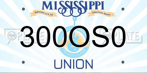 300OS0 Mississippi License Plate