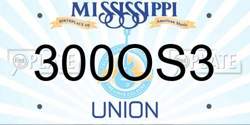 300OS3 Mississippi License Plate