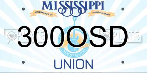 300OSD Mississippi License Plate
