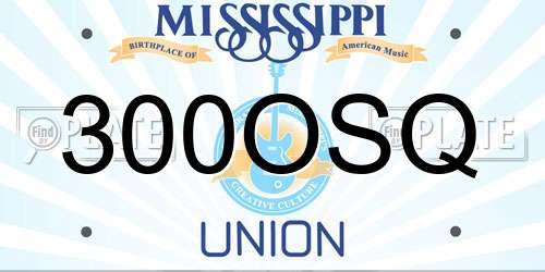 300OSQ Mississippi License Plate
