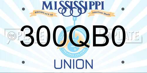 300QB0 Mississippi License Plate