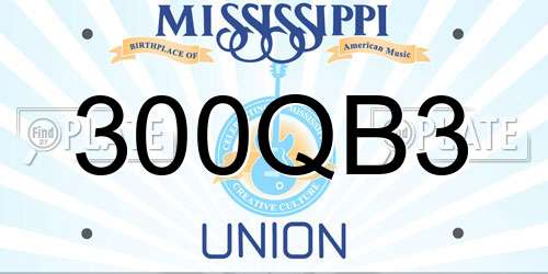 300QB3 Mississippi License Plate