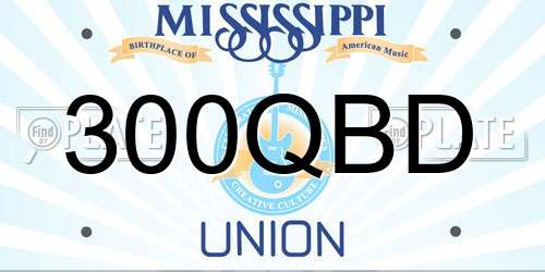 300QBD Mississippi License Plate