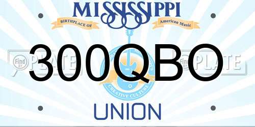 300QBO Mississippi License Plate