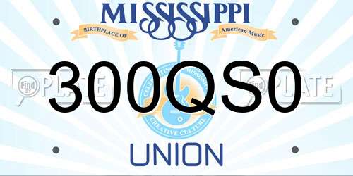 300QS0 Mississippi License Plate