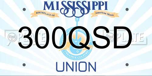 300QSD Mississippi License Plate