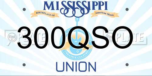 300QSO Mississippi License Plate