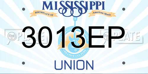3013EP Mississippi License Plate