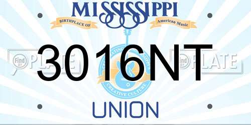 3016NT Mississippi License Plate