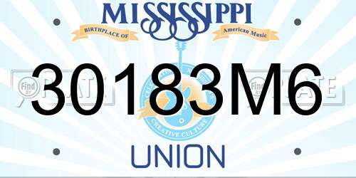 30183M6 Mississippi License Plate