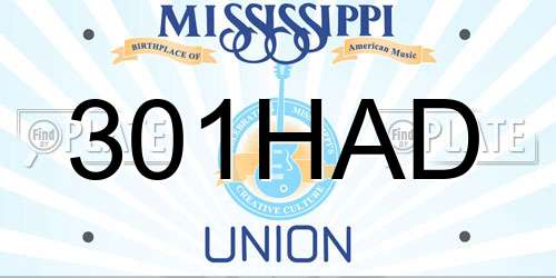 301HAD Mississippi License Plate