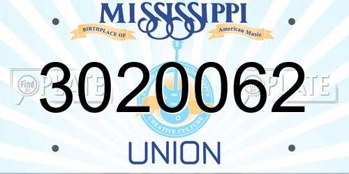 3020062 Mississippi License Plate