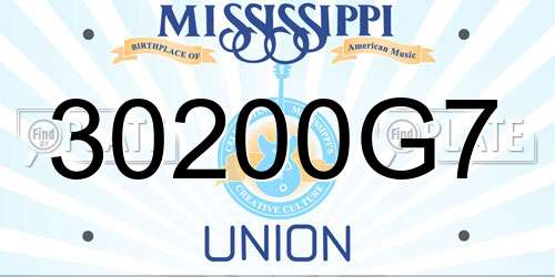30200G7 Mississippi License Plate