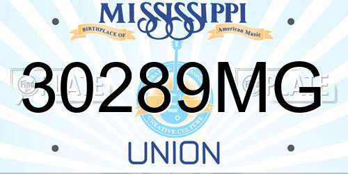 30289MG Mississippi License Plate