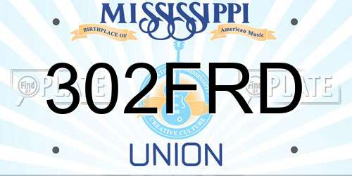 302FRD Mississippi License Plate