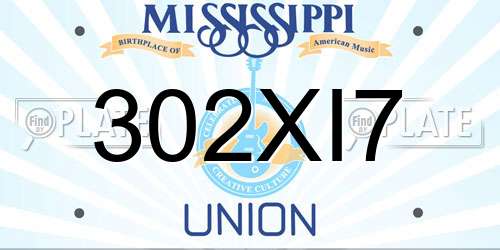 302XI7 Mississippi License Plate