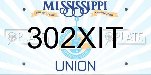 302XIT Mississippi License Plate