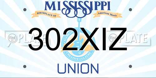 302XIZ Mississippi License Plate