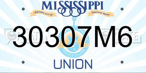30307M6 Mississippi License Plate