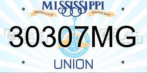 30307MG Mississippi License Plate