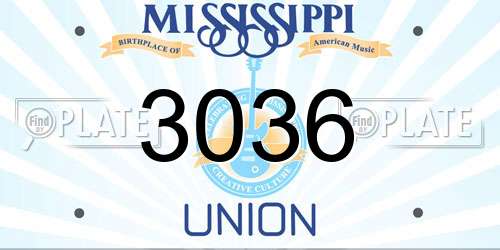 3036 Mississippi License Plate