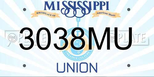 3038MU Mississippi License Plate