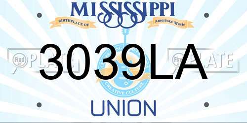 3039LA Mississippi License Plate