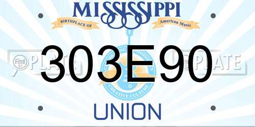 303E90 Mississippi License Plate