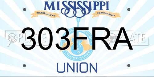 303FRA Mississippi License Plate