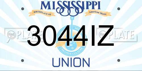 3044IZ Mississippi License Plate