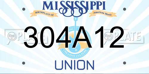 304A12 Mississippi License Plate