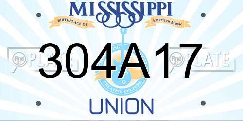 304A17 Mississippi License Plate