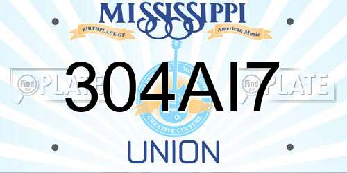 304AI7 Mississippi License Plate