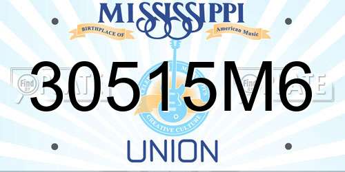 30515M6 Mississippi License Plate
